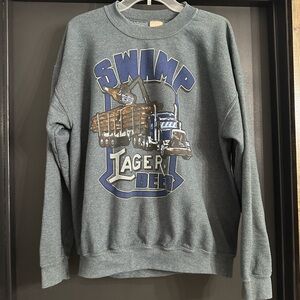 Vintage 90s Men’s Sz M Swamp Lager Beer Gray Men's Sweater